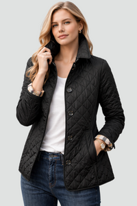 Stylish Mid-Season Jacket - Lightweight Padded Fabric with Elegant Collar 0