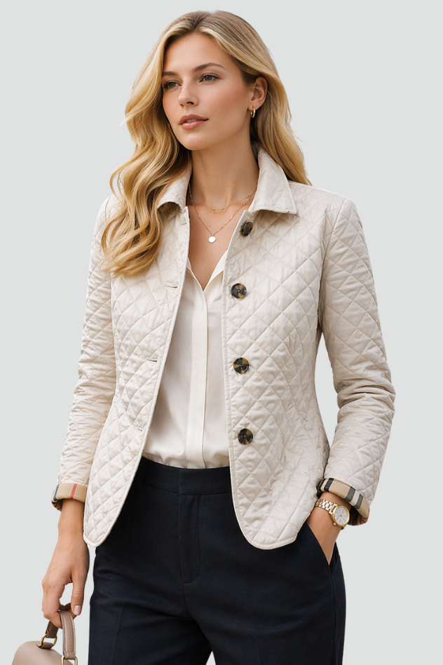 Stylish Mid-Season Jacket - Lightweight Padded Fabric with Elegant Collar 1