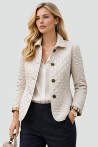 Stylish Mid-Season Jacket - Lightweight Padded Fabric with Elegant Collar 1