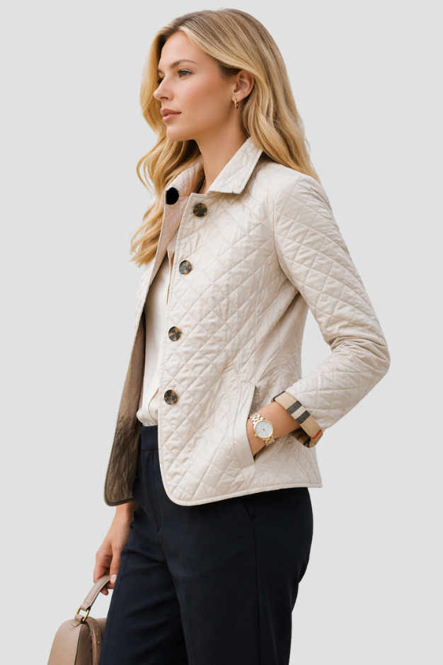 Stylish Mid-Season Jacket - Lightweight Padded Fabric with Elegant Collar 2