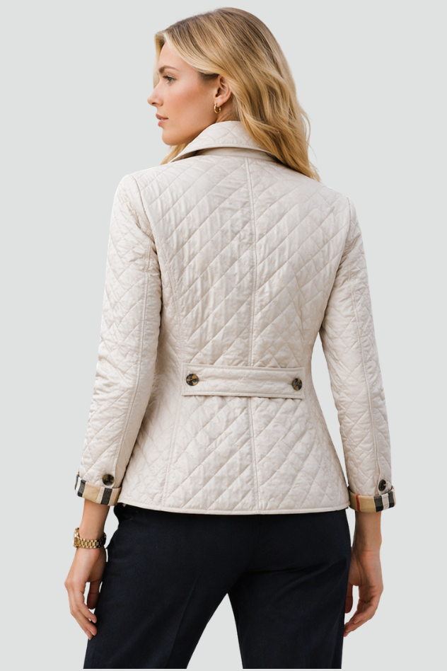 Stylish Mid-Season Jacket - Lightweight Padded Fabric with Elegant Collar 3