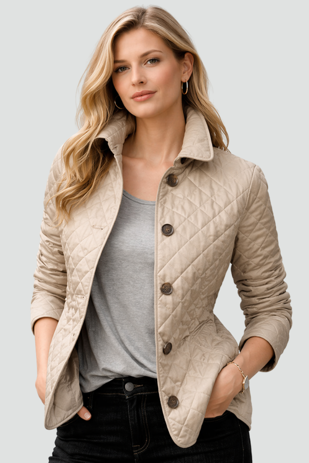 Stylish Mid-Season Jacket - Lightweight Padded Fabric with Elegant Collar 4