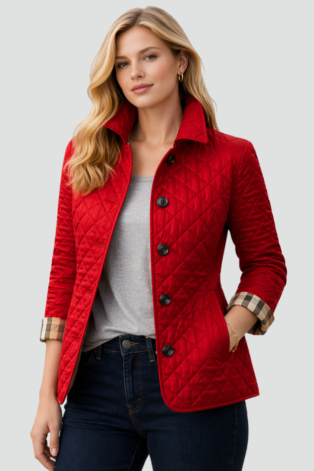 Stylish Mid-Season Jacket - Lightweight Padded Fabric with Elegant Collar 5