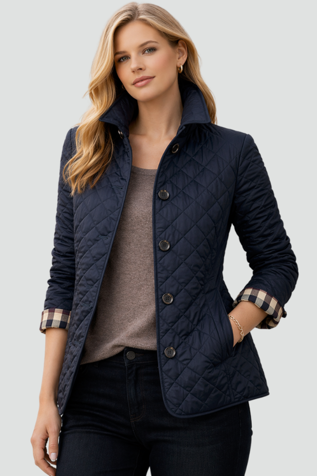 Stylish Mid-Season Jacket - Lightweight Padded Fabric with Elegant Collar 6