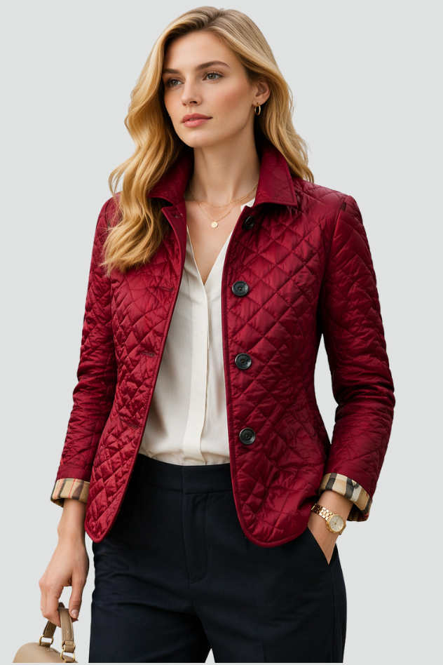 Stylish Mid-Season Jacket - Lightweight Padded Fabric with Elegant Collar 7