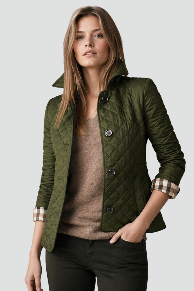 Stylish Mid-Season Jacket - Lightweight Padded Fabric with Elegant Collar 8