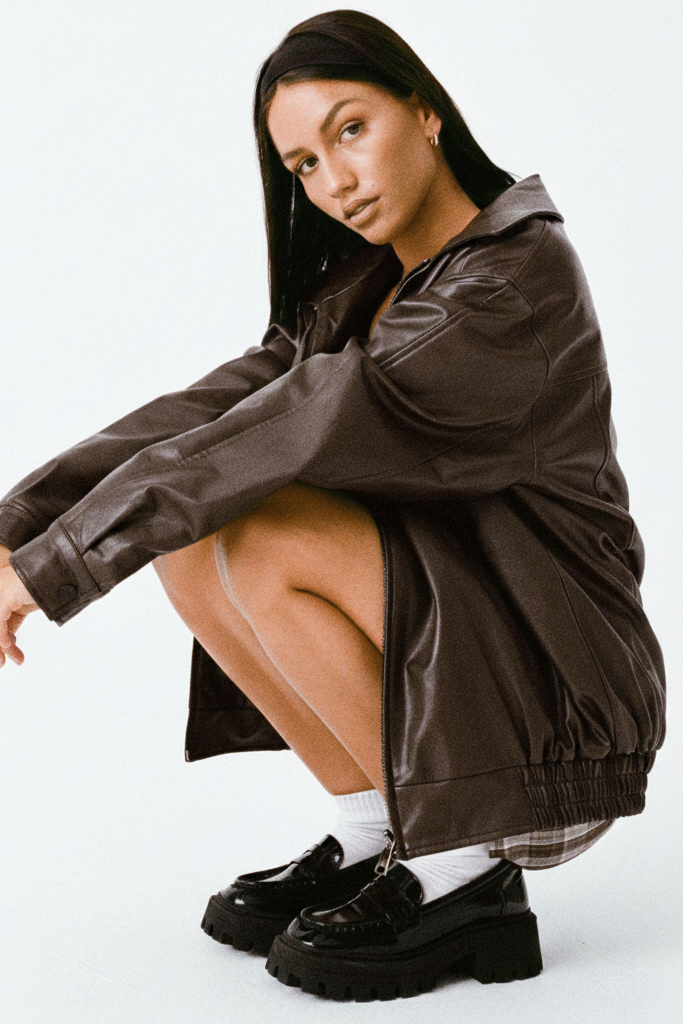 Stylish Oversized Leather Jacket with Edgy Bomber Design 1