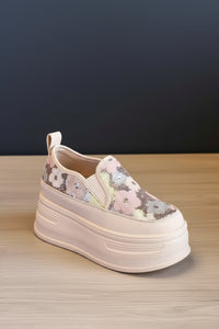 Stylish Sequin Flower Platform Sneakers - 8cm Wedge Casual Shoes 1