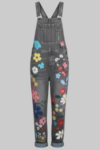 Stylish Sleeveless Denim Overall with Floral Embroidery for Effortless Charm 1