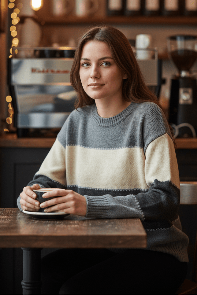 Stylish Sweatshirt with Clean Stripe Pattern for Effortless Elegance 2