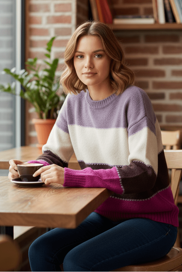 Stylish Sweatshirt with Clean Stripe Pattern for Effortless Elegance 3
