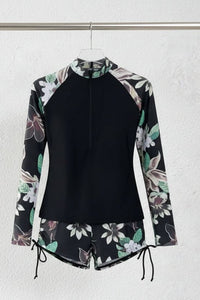 Stylish Two-Piece Rashguard Swimsuit with High-Waisted Shorts 8