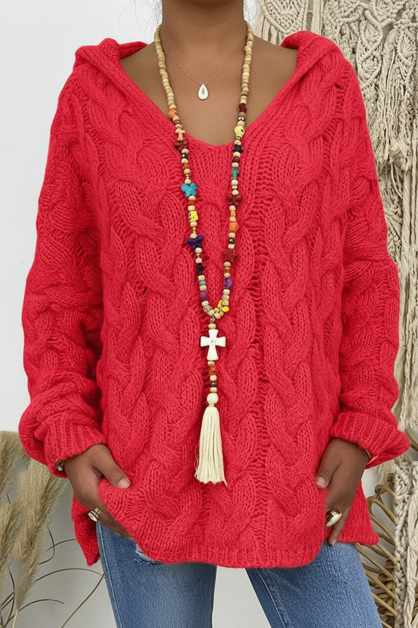 Stylish V-Neck Knitted Hoodie for Everyday Comfort and Casual Chic 2