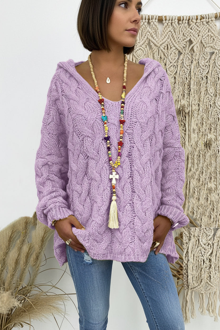 Stylish V-Neck Knitted Hoodie for Everyday Comfort and Casual Chic 3