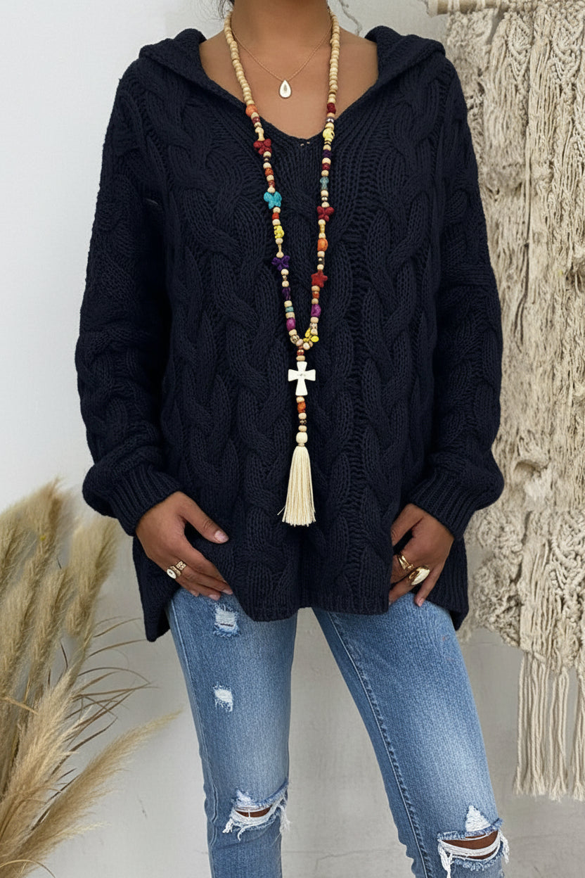 Stylish V-Neck Knitted Hoodie for Everyday Comfort and Casual Chic 5