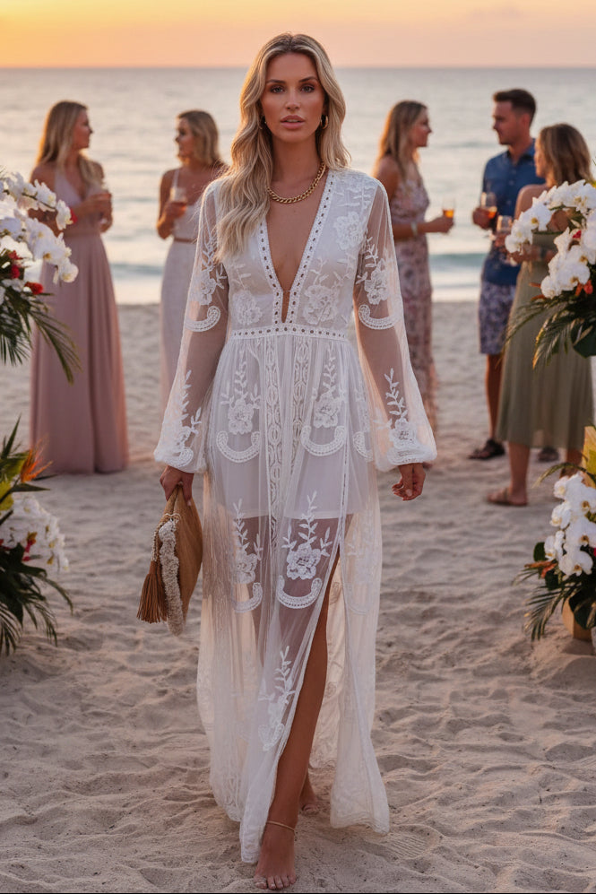 Maxi Dress with Elegant Neckline