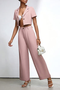 Tailored Lapel Top and Flowing Pants Set for Effortless Elegance 2