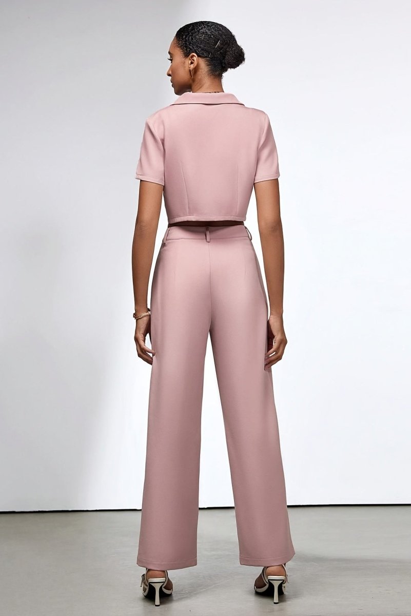 Tailored Lapel Top and Flowing Pants Set for Effortless Elegance 4
