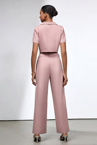 Tailored Lapel Top and Flowing Pants Set for Effortless Elegance 4