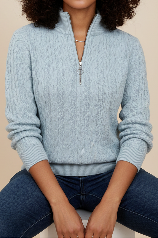 Textured Half Zip Sweater for Effortless Comfort and Style 0