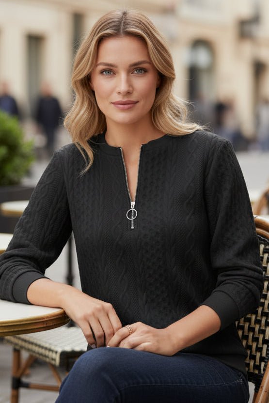 Textured Half Zip Sweater for Effortless Comfort and Style 1
