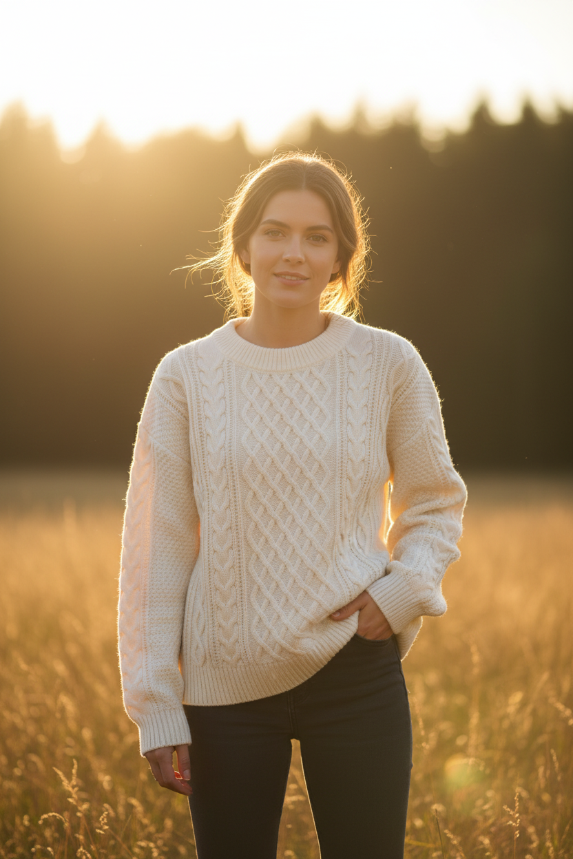 Textured Knit Crewneck Sweater for Effortless Style and Comfort 1