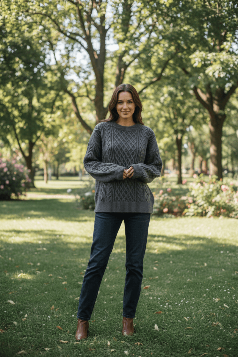 Textured Knit Crewneck Sweater for Effortless Style and Comfort 4