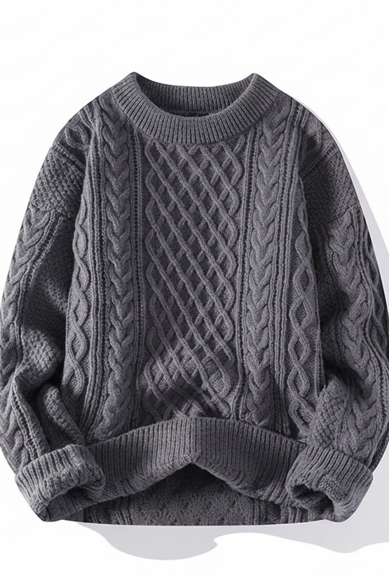 Textured Knit Crewneck Sweater for Effortless Style and Comfort 7