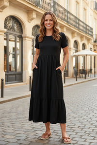 Flowing Tiered Midi Dress