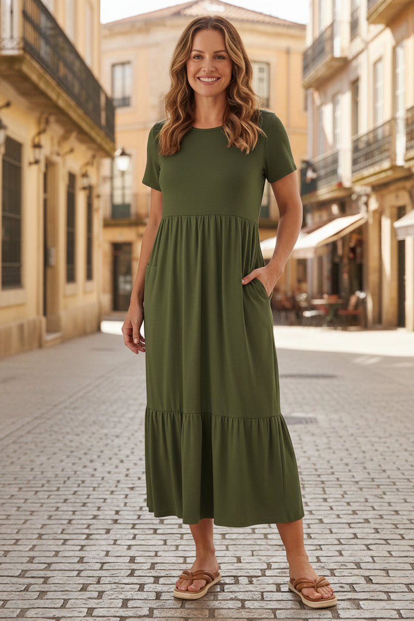 Flowing Tiered Midi Dress