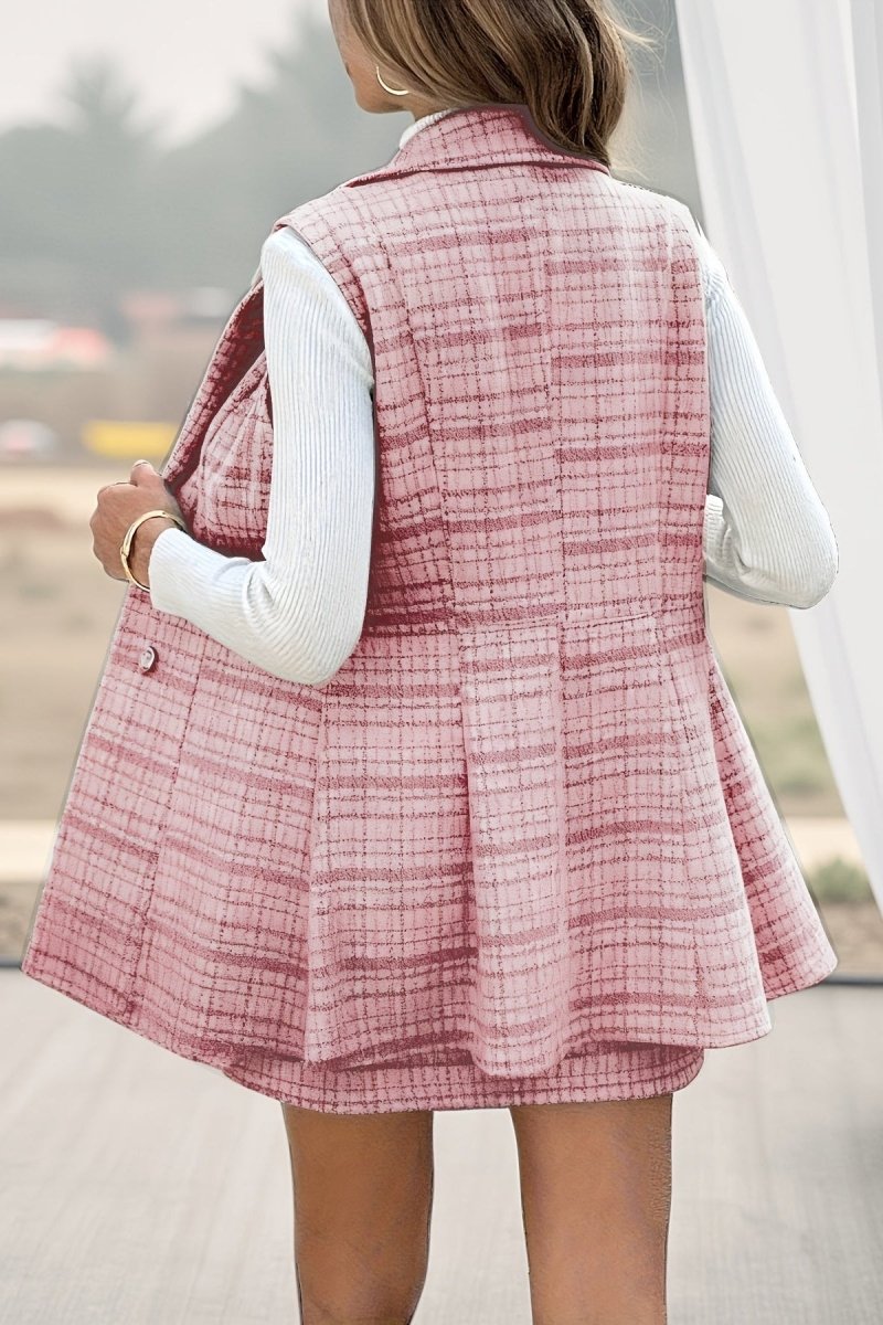 Timeless Button Front Plaid Skirt Set for Effortless Style 3