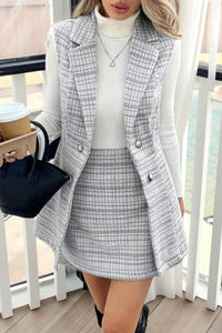 Timeless Button Front Plaid Skirt Set for Effortless Style 6