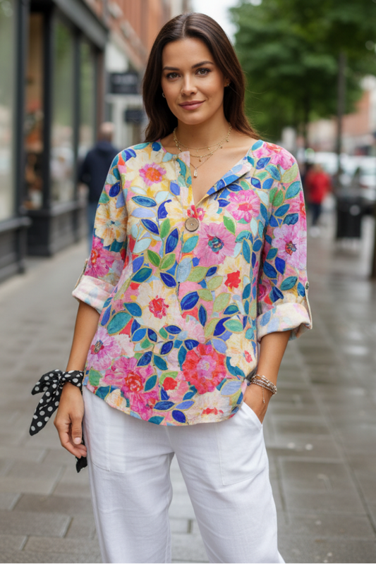Timeless Floral Cotton Blouse for Effortless Everyday Elegance 0
