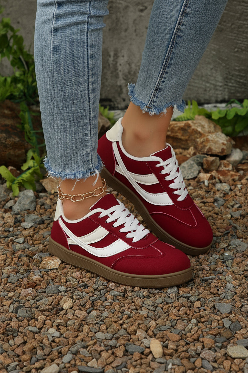 Trendy Casual Sneakers - Comfortable Lace-Up Breathable Tennis Shoes 3