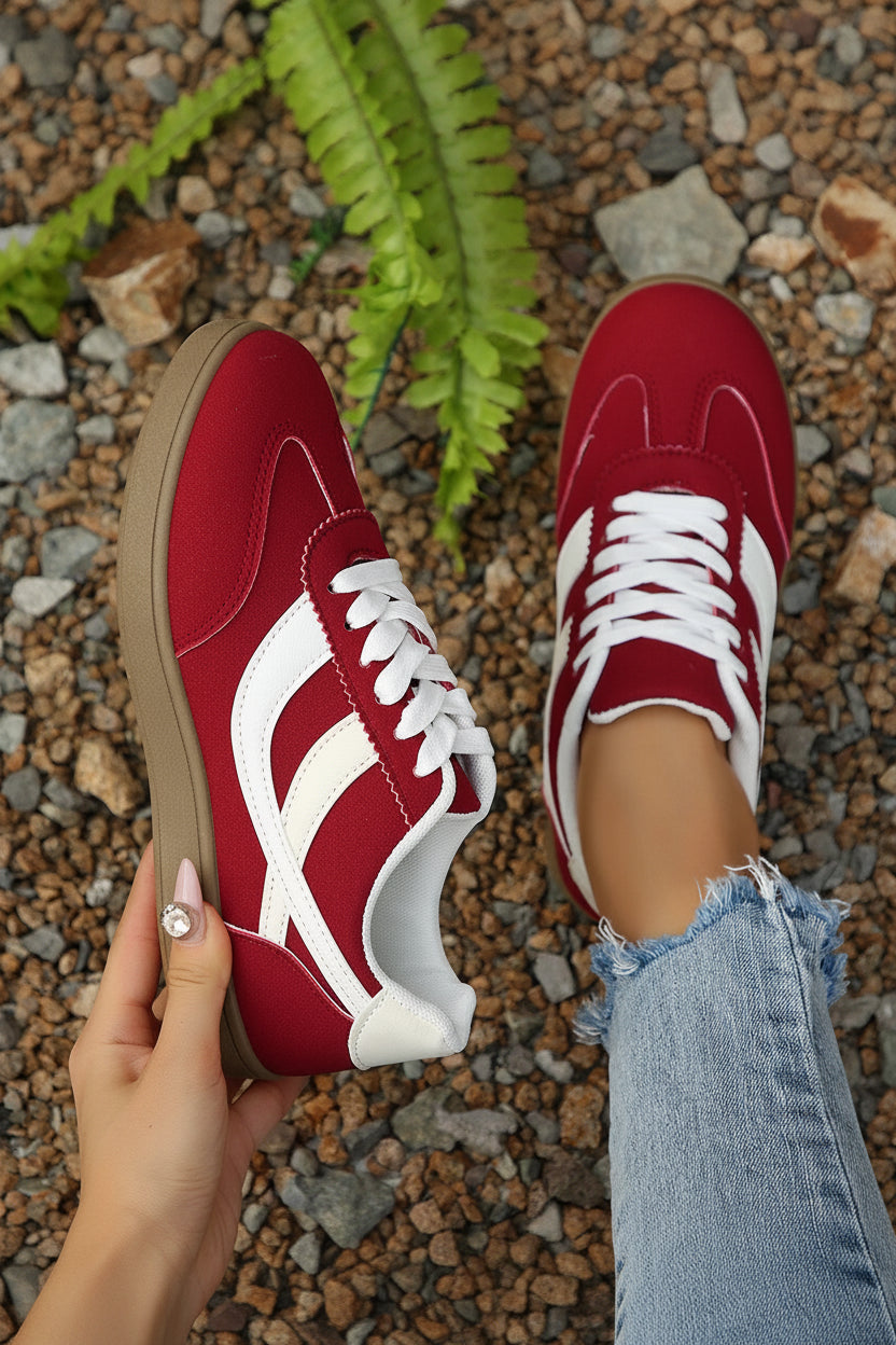 Trendy Casual Sneakers - Comfortable Lace-Up Breathable Tennis Shoes 4