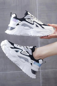 Trendy Platform Sneakers - Casual Green Chunky Trainers with Durable Fabric 0