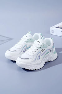 Trendy Platform Sneakers - Casual Green Chunky Trainers with Durable Fabric 3