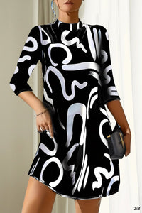 Trendy Print Dress with 3/4 Sleeves for Effortless Style and Comfort 0