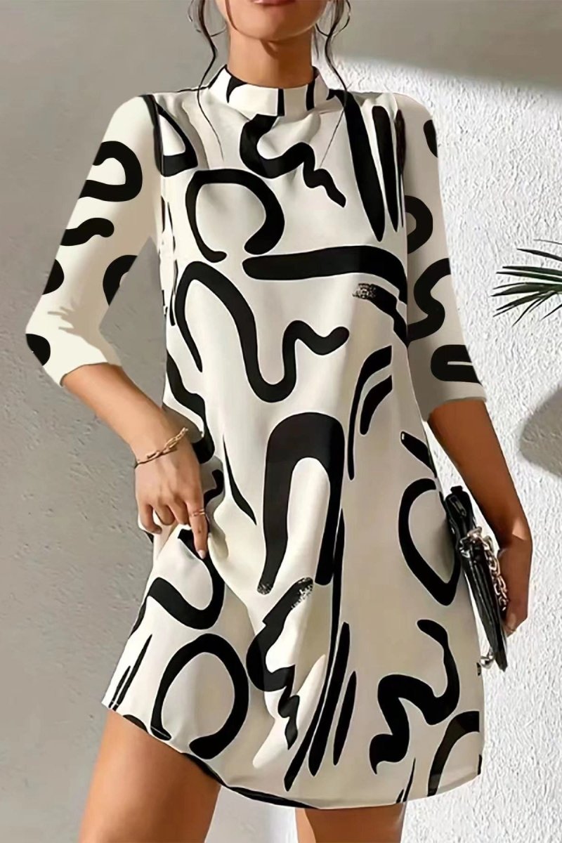 Trendy Print Dress with 3/4 Sleeves for Effortless Style and Comfort 3