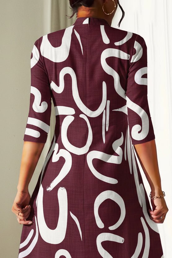 Trendy Print Dress with 3/4 Sleeves for Effortless Style and Comfort 6