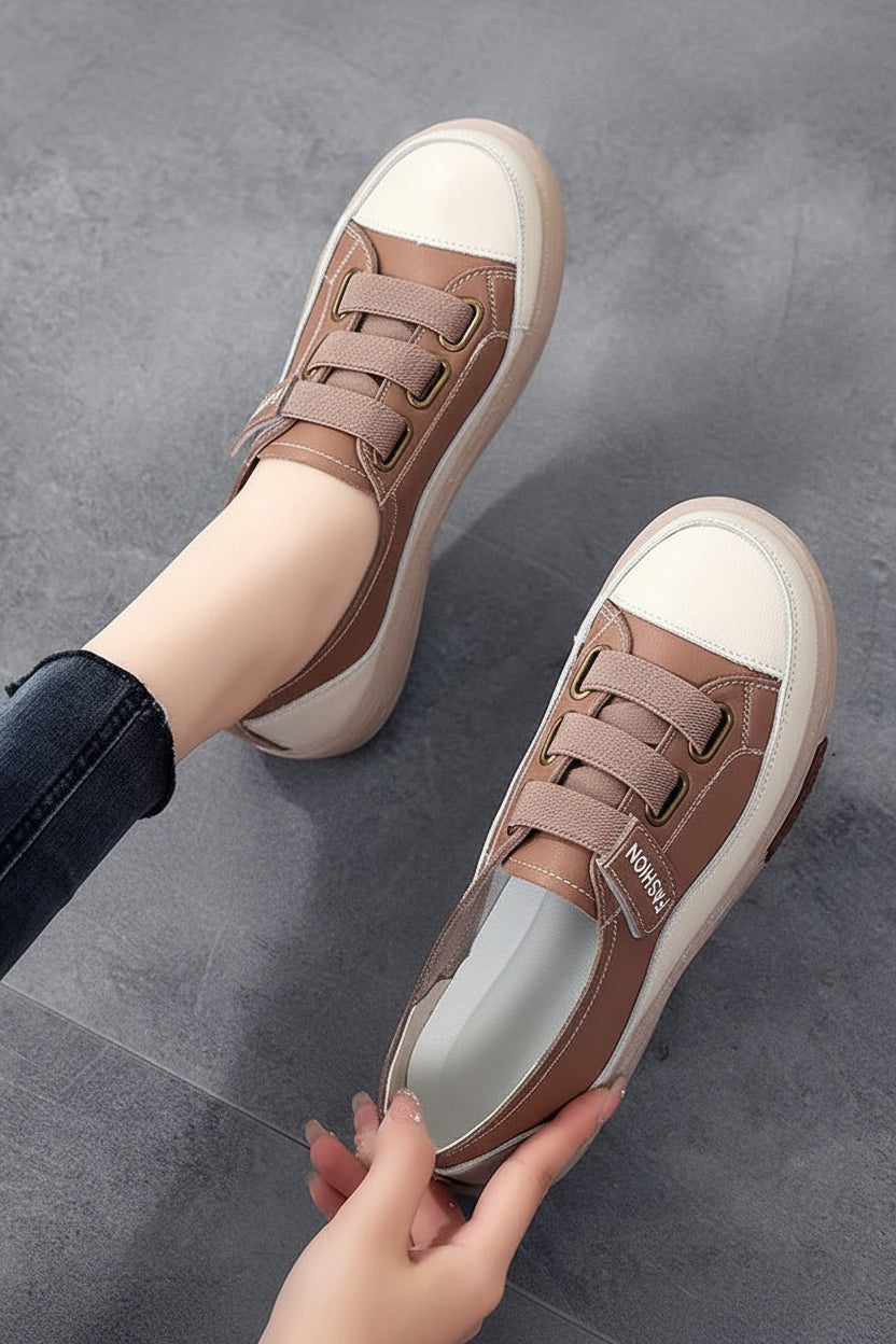 Trendy Women's Genuine Leather Sneakers - Comfortable Soft Sole for Spring & Summer 2