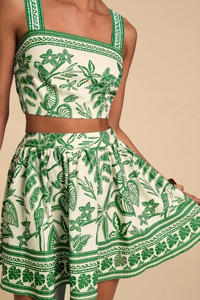 Tropical Cami and Color-Matched Skirt Set for Effortless Style 3