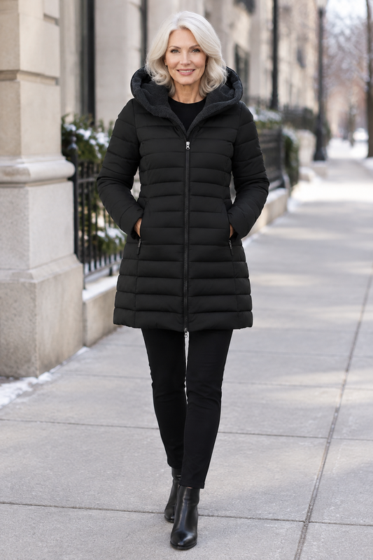 Warm Hooded Longline Coat