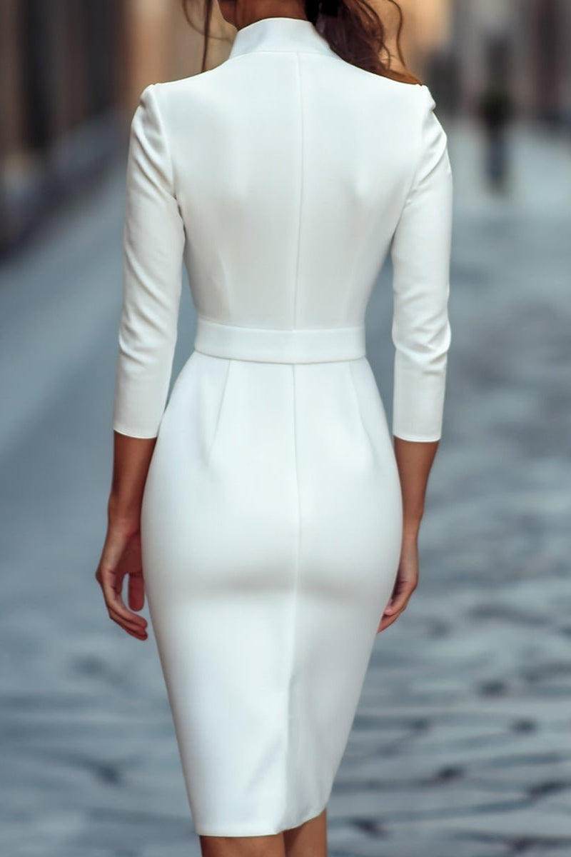 Urban Black Sheath Dress with Refined Fastening and Movement 8