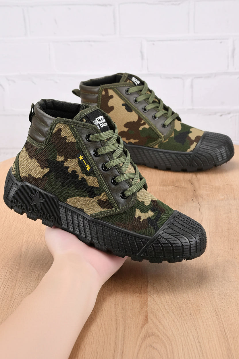 Versatile Green Canvas Sneakers - Durable Low Cut Design with Rubber Sole for Outdoor Work & Training 14