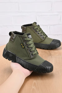 Versatile Green Canvas Sneakers - Durable Low Cut Design with Rubber Sole for Outdoor Work & Training 15