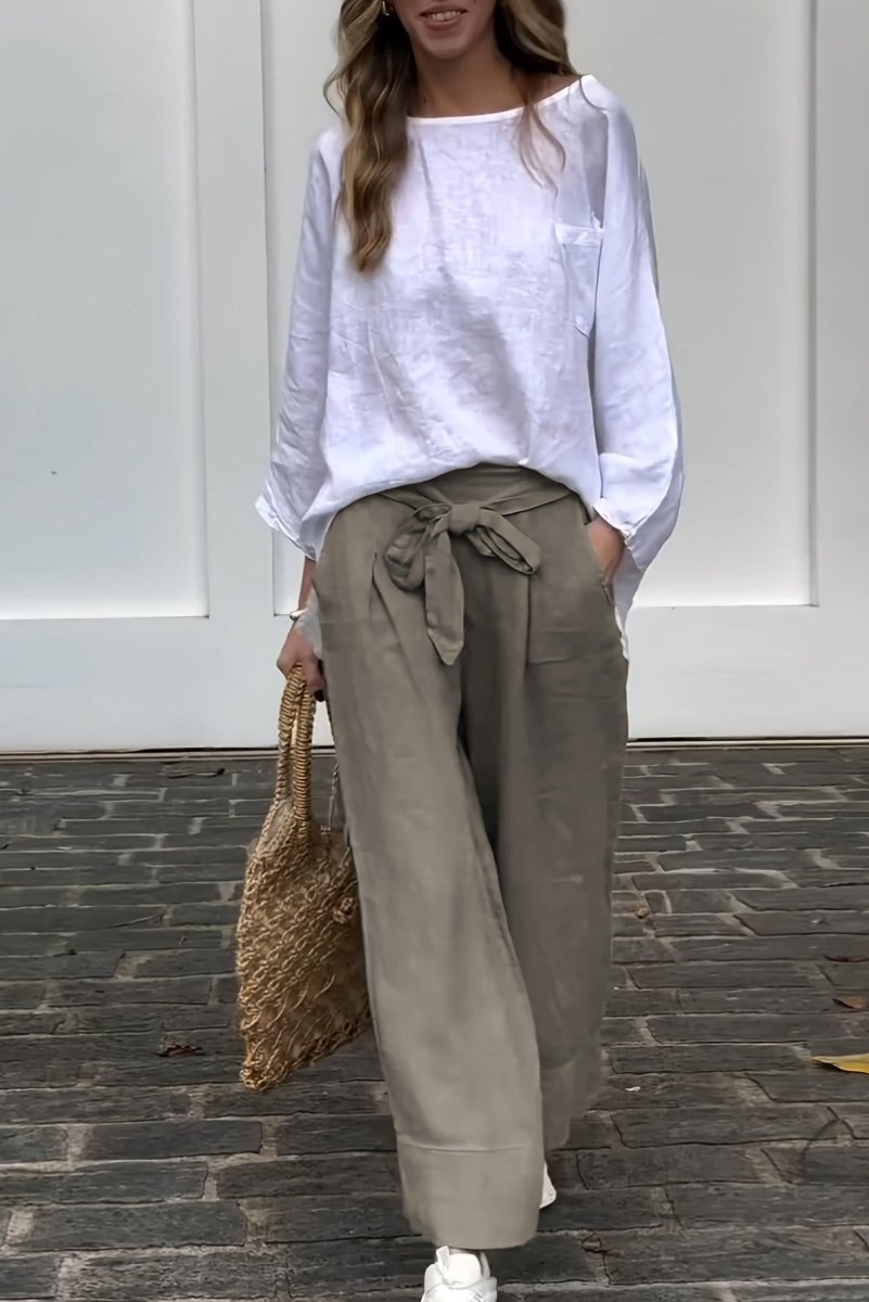 Versatile Linen Trousers with Pocket Detail for Effortless Work Style 3