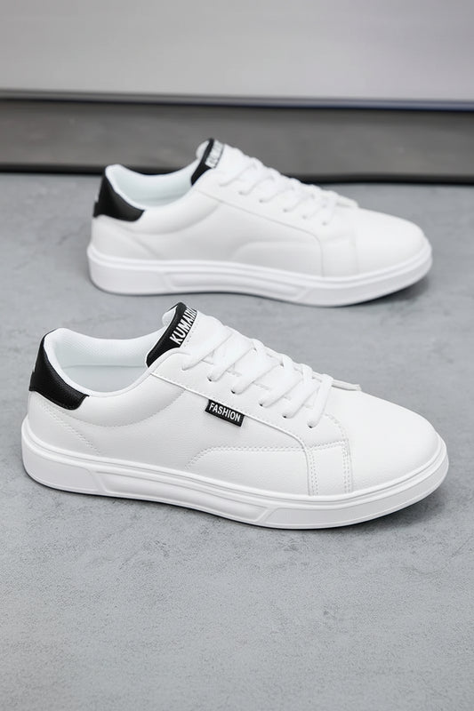 Versatile White Leather Sneakers - Breathable Casual Footwear for Men and Women 0