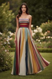 Vibrant Pleated Strapless Summer Dress for Effortless Style 0