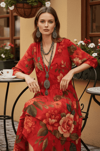 Vintage Boho V-Neck Maxi Dress for Effortless Summer Style 1